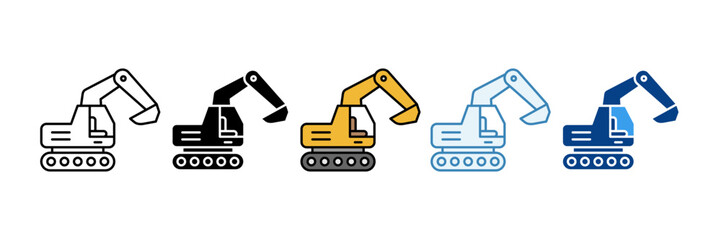 Excavator  Icon Set Multiple Style Collection