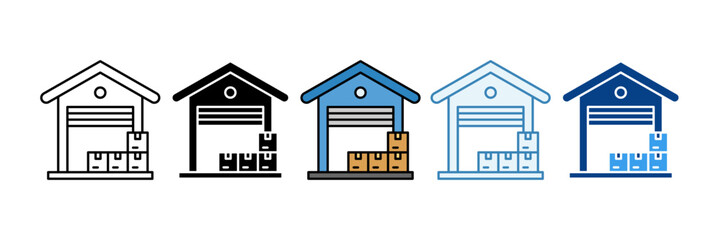 Warehouse  Icon Set Multiple Style Collection