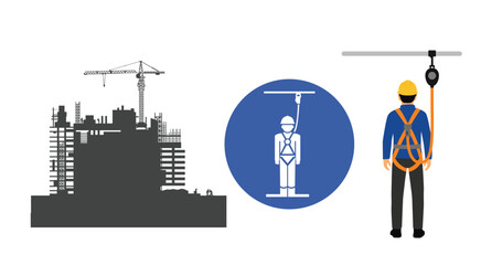 Fall Protection, Construction worker safety first, vector design