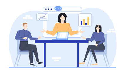 Three people on a video call, suitable for online communication, remote work, virtual meetings, staying connected, technology, and networking concepts.