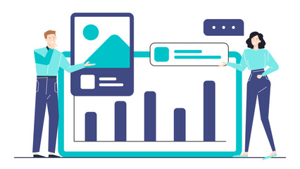 Ideal for financial presentations, business reports, and analytics articles. A diverse team analyzing data on a digital display.
