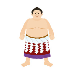 相撲力士（横綱）。フラットなベクターイラスト。
Grand champion sumo wrestler. Flat vector illustration.