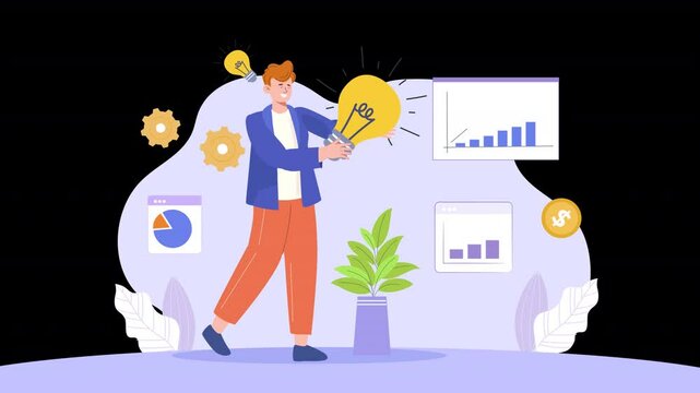 Male Business Innovator Concept Character Animation Scene