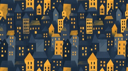 Night city seamless pattern