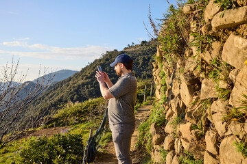 A man on a hike at Cinque Terre