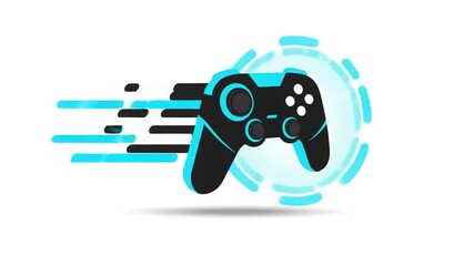 Animated Game Controller Moving Quickly on White Background