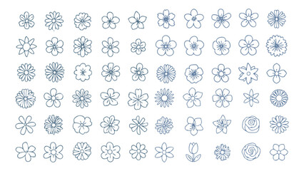 botanical flower icon bundle hand drawn floral sketch design elements pack