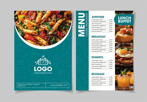 Blue And White Restaurant Food Gastronomy Menu