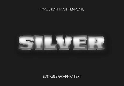 Silver Heavy Shadow Font Metallic Bold Chrome Text Effect