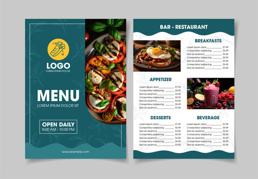 Green And White Restaurant Food Gourmet Menu