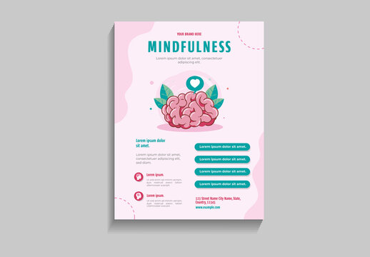 Pink And Green Mindfulness Mental Health Wellness Poster