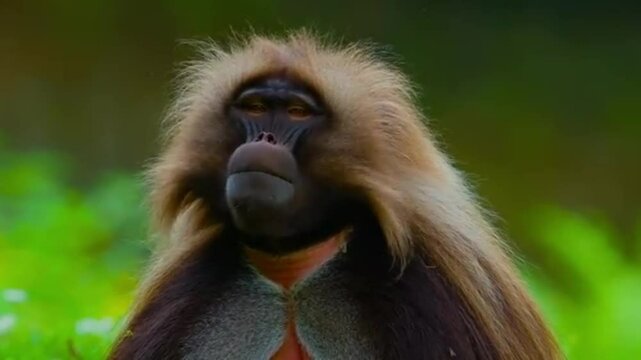 close up of a young baboon