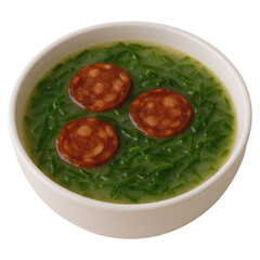 Delicious Caldo Verde Soup with Sliced Chorizo in Creamy Green Broth