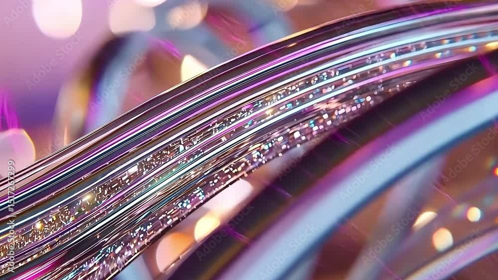 Poster colorful abstract lines with vibrant illumination and blurred bokeh effects in a modern artistic des