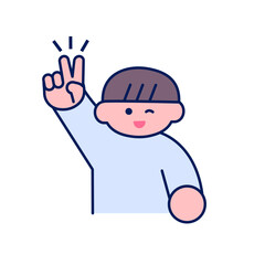 シンプルポップ/ピースをする男の子	
