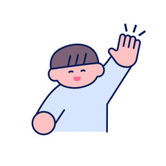 シンプルポップ/笑顔で手をあげる男の子	
