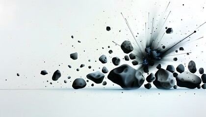 Surreal Asteroid Rush Ink Drawing