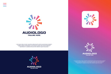 Audio wave circle shape logo design