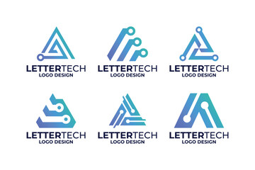 Set of initial letter A tech logo design
