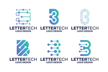 Set of initial letter B tech logo design