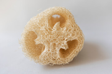Loofah bath scrub sponge on white background