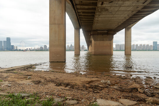 piers under modern bridge outdoor