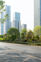 Empty urban road and buildings in the city