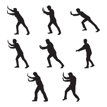 man pushing silhouette set