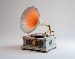 Retro Vintage Gramophone with Horn Speaker and Turntable