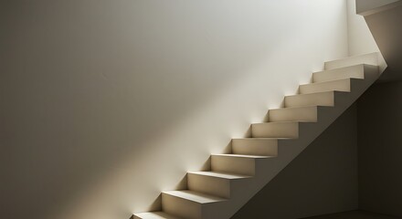 Minimal aesthetic architecture concept. Beige wall and stairs. Neutral minimal background