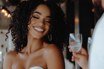 Joyful celebration of love with elegant bride enjoying her special day in a stylish venue