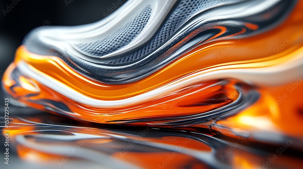 Aufkleber abstract rendering of running shoe sole with fluidic design and bright coloration