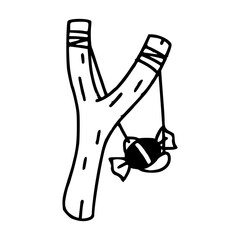 hand-drawn slingshot and sweet