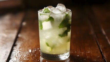 Refreshing cocktail garnished with fresh mint.