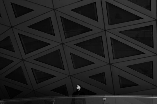 human in a  building