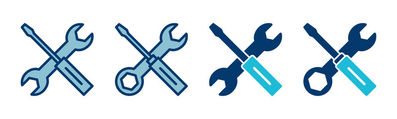 Repair icon vector isolated on white background. Wrench and screwdriver icon. settings vector icon. Maintenance. tools