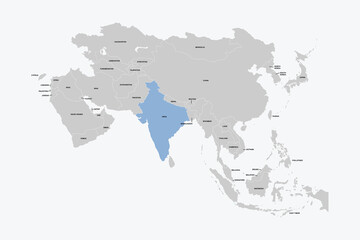 India vector map, Asia map Silhouette isolated on white background. for website layouts, background,education,travel worldwide, map silhouette and earth geography