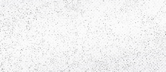 Black dust on transparent background. Rough grunge texture with scattered dark specks. Textured background with tiny black specks scattered around.