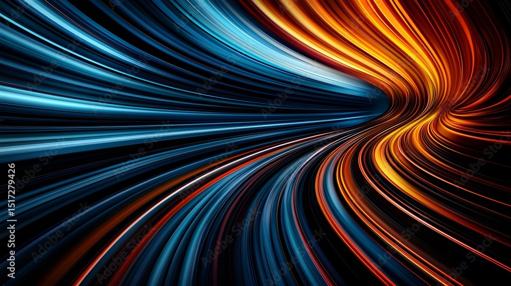 Poster the image contains an abstract artwork featuring a swirling vortex of vibrant, multicolored lines. t