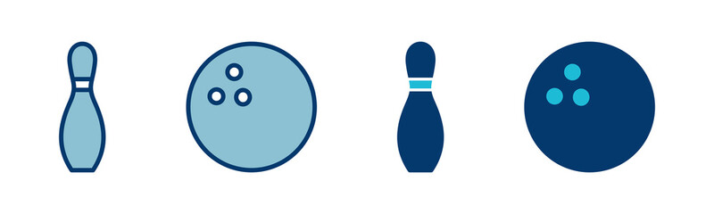 Bowling game Pin Icon vector isolated on white background. Bowling icon, ball and pin