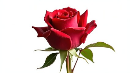 Naklejka premium A Single Red Rose Blooming Brightly in Gentle Light