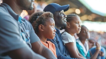 Obraz premium Parents and children watching baseball together
