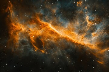 Fototapeta premium Colorful nebula fills the cosmos with vibrant hues of orange and blue in deep space, colorful nebula space background