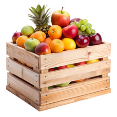 Fresh Fruit Crate Abundance isolated on transparent baackground