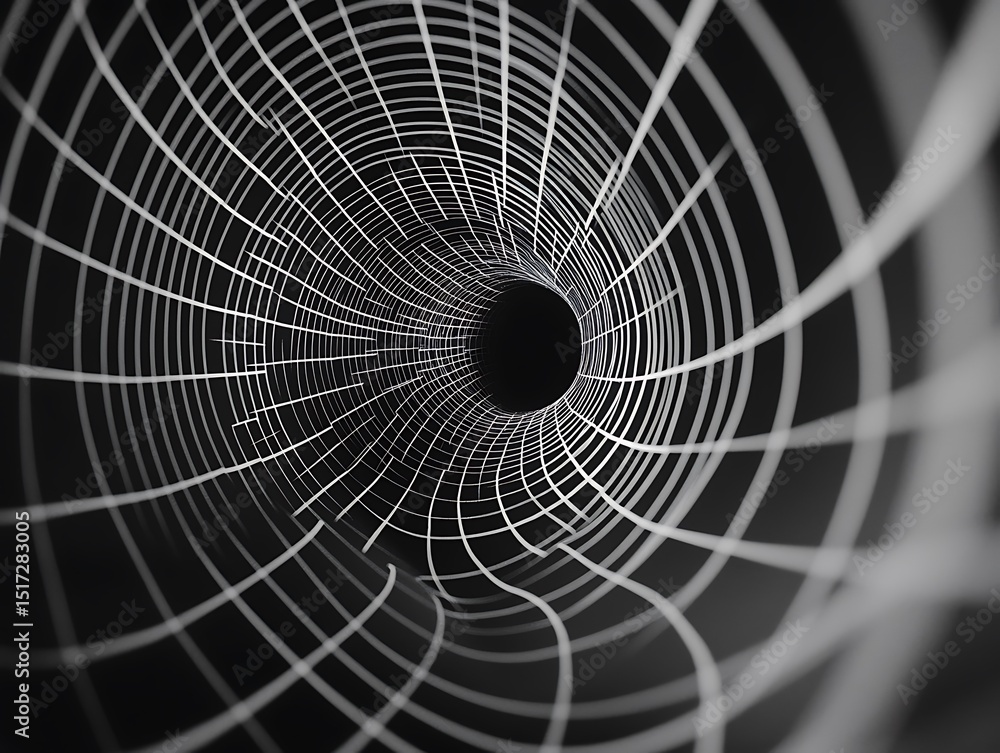 Poster abstract monochrome tunnel vision with distorted grid structure design