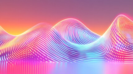 Abstract landscape of vibrant, glowing, textured hills.