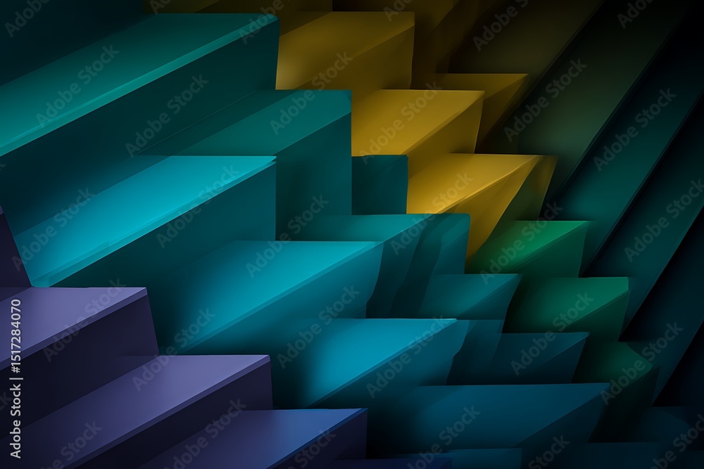 Poster abstract shapes in dynamic color gradient