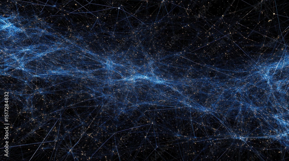 Poster Abstract digital network design with ethereal particles.