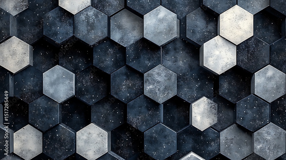Aufkleber abstract three-dimensional wall surface of hexagons with stardust effect