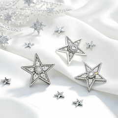 Elegant Silver Star Jewelry: Festive Design & Sparkling Details